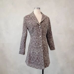 Papillon Urban Tapestry Paisley Brown Lace Trench Coat Large Y2K